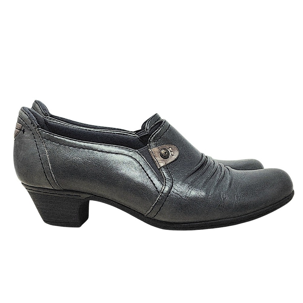 Rockport Adele Booties 8 Women Slate Gray Leather Ruched Slip On Career Comfort - Picture 2 of 12